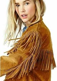COCOBEEUSA Women's Traditional Cowgirls Western Suede Leather Jacket with  Fringes Native American Coat with Beads