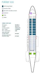 klm royal dutch airlines fokker 100 aircraft seating map