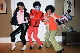 'but because it's acceptable in halloween to dress up in full costume, that was one of the only times when we could hang out outside as a family.' Michael Jackson Thriller Trio Halloween Costumes Michael Jackson Halloween Costume Group Halloween Costumes