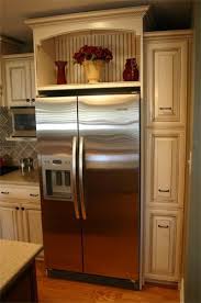 Open Storage Over Fridge That Sets Higher Than Cabinets Kitchen Cabinet Design New Kitchen Cabinets Home Kitchens