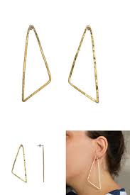 Large Triangle Hoops Hammered Earrings Mixed Metal Earrings Earrings