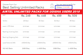 Airtel Unlimited Packs For Odisha Users 2018 Free Computer
