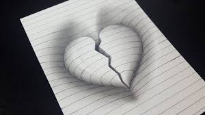By the way, it is best for beginners to draw according to the cells in a notebook, this way it is much easier to draw figures. Amazing How To Draw 3d Broken Heart In Line Paper 3d Trick Art Heart Drawing Broken Heart Sketch Easy Drawings