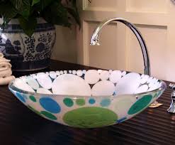 blue green dot sink artisan crafted home