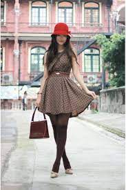 Red Hat Brown Vavi 1st Dress Red Vintage Bag My Lady Can Sleep Upon A Red Hat Outfit Outfits With Hats Cloche Hat Outfit