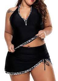 Plus Size Open Back Swimwear Top And Pantskirt Plus Size Swimwear Plus Size Tankini Plus Size Swimsuits