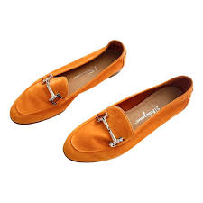 Flats Salvatore Ferragamo Orange Size 7 5 Us In Suede 20020263