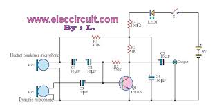 Simple Dynamic And Electret Condenser Microphone Preamp Circuit Eleccircuit Com Microphone Preamp Circuit Microphone