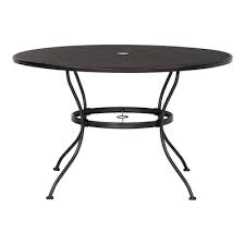 Garden Treasures Davenport Round Outdoor Dining Table 45 In W X 45 In L With Umbrella Hole Lowes Com In 2020 Outdoor Dining Table Round Outdoor Dining Table Round Outdoor Table