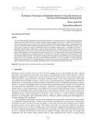 Pdf An Analysis Of The Impact Of Shareholder Activism In Corporate Governance The Case Of The Zimbabwean Banking Sector