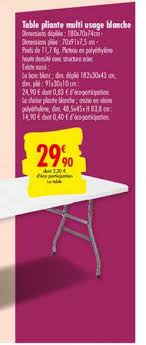 Offre Table Pliante Multi Usage Blanche Chez Carrefour