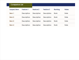 Comparison List