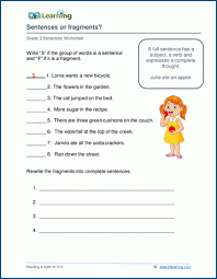 The gardener said that all the plants had been pruned neatly. Grade 3 Sentences Worksheets K5 Learning