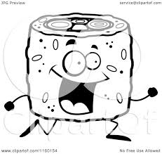 Maybe you would like to learn more about one of these? Cartoon Clipart Of A Black And White Happy Running Sushi Roll Vector Outlined Coloring Page By Cory Thoman 1160154