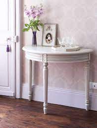 Often lamps will be placed on an end table. Nordic Grey Vintage Style Half Moon Console Table Half Moon Console Table Half Table Console Table