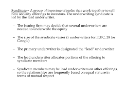 It is one among the major and oldest commercial banks in india. Syndicates In Ipos Ppt Download