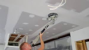 A power sander is often too powerful for the relatively brittle spackle and will easily sand too much, resulting in uneven surfaces. How To Sand Drywall Flat Without Creating Dust Youtube
