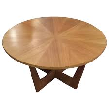 Danish Teak Circular Midcentury Coffee Table With Pie Shaped Veneered Top 1stdibs Com Coffee Table Mid Century Coffee Table Table