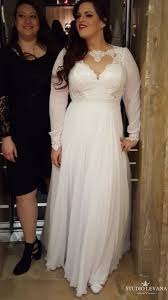 Real Plus Size Brides In A Corset Wedding Gown With Long Chiffon Sleeves Studio Levana Couture Wedding Gowns Corset Wedding Gowns Modest Wedding Gowns