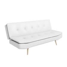 Modern, traditional, eclectic, rustic, glam, farmhouse, country Barker White Faux Leather Sleeper Sofa Bed Click Clack Style Furniture123