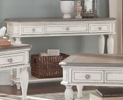 Price match guarantee enjoy free shipping and best selection of antique white apothecary console table that matches your unique tastes and budget. Homelegance Willowick Sofa Table With Three Functional Drawers Antique White Rub Through Brown Cherry Tops 1614 05 Homelegance Elegancefurnituredirect Com