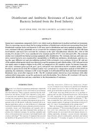 PDF) Disinfectant and Antibiotic Resistance of Lactic Acid Bacteria  Isolated from the Food Industry