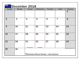 Get Printable December 2018 Calendar New Zealand Blank Template Notes Excel Sheets Ms Word Doc Calendar Printables Holiday Calendar Printable Calendar March