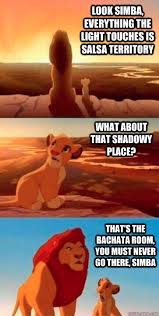 Look Simba Everything The Light Touches Is Salsa Territory What About That Shadowy Place That S The Bachata Room You Must Never Go There Simba Simba Quickmeme