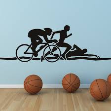 Triathlon Run Swim Cycle Wall Sticker Decal Wall Art Sticker Wall Art Triathlon Tattoo