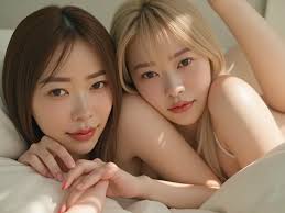 Tzuyu, Close-up of a woman lying on the bed wearing a pink bra - SeaArt AI