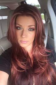 Red With Highlights Layered Hair Blue Eyes Blonde Hair Designs Auburn Hair Brunette Hair With Highlights
