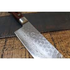 Couteau De Cuisine 18cm Jikko Mahogani Lame Damassee 33 Couches Superposees Taille Tu Couteau De Cuisine Couteau Couteau Chef