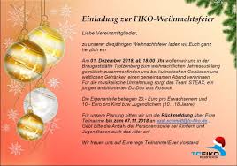 Text für eine einladung zum geburtstag hier finden sie beispiele für einladungskarten texte: Einladung Zur Fiko Weihnachtsfeier Tc Fiko Rostock