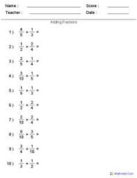 Fractions worksheets and online activities. Math Aids Com