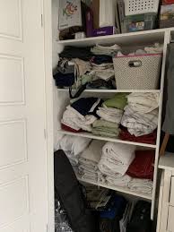 Shelf board is easily cut to any dimension, so planning a closet around the size of the shelving is not necessarily a good thing. Konmari Your Linen Closet Honeybear Lane