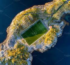 Football Field In Henningsvaer From Above Visit Norway Football Field Fishing Villages