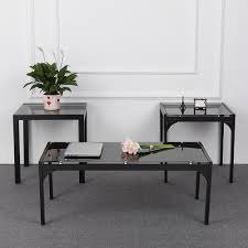 Buy coffee table set and get the best deals at the lowest prices on ebay! Ikayaa 3 Pcs Metal Frame Glass Coffee End Tables Set