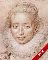 YOUNG QUEEN ISABELLA OF SPAIN SKETCH PORTRAIT PAINTING ART REAL CANVAS  PRINT