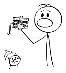 Vector Cartoon Of Man Eating A Sandwich Accidentally With Mouse Inside Unhappy Cat Is Watching Him Stock Vector Illustration Of Dinner Meal 151938484 Download this stick figure family love vector illustration now. vector cartoon of man eating a sandwich