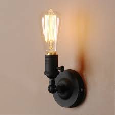 Industrial Rustic Wall Light 180 Degree Rotated Metal Base Cap Fixture Flush Mount Wall Sconce