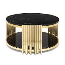 Black/nutmeg medium round wood coffee table set with nesting tables. Designer Tables And Modern Side Tables For Sale Abhika