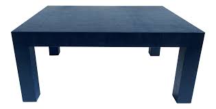 Vintage Linen Wrapped Navy Blue Lacquered Parsons Style Cocktail Table On Chairish Com Vintage Linens Cocktail Tables Coffee Table
