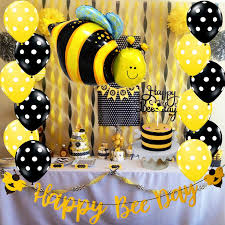 The metal bee outdoor garden stakes decor features a lovely honey bee holding a small flower in hand. Party Decor Bee Themed Decorations Colored Balloons Paper Party Supplies
