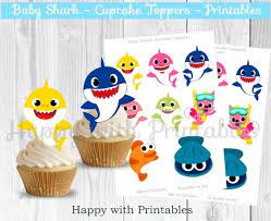 Print as many as you need for your great free cupcake toppers for an amazing baby shark decorated party. Baby Shark Cupcake Toppers Shark Treat Toppers Baby Shark Etsy Baby Shark Shark Cupcakes Shark Party