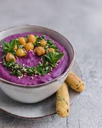 Purple Sweet Potato Hummus Recipe Sweet Potato Hummus Purple Sweet Potatoes Recipes