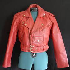 Wilson S Mptorcycle Red Leather Cropped Retro Jacket Etsy Leather Jacket Zipper Retro Jacket Leather Jacket