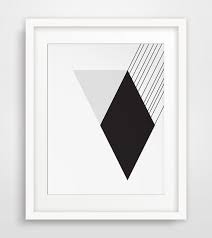 Black And White Geometric Art Prints Modernist Black And White Wall Art Diamond By Melindawooddesigns Modernart Moderndecor Blackandwhite Geometric Art Prints Geometric Art Triangle Art
