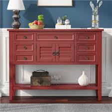 First, i chose which side i wanted to be the top of my table and flipped that upside down on the ground. U Style 45 Modern Console Table With 7 Drawers Red