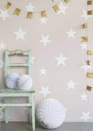 Stars By Hibou Home Blush White Wallpaper Wallpaper Direct Kids Bedroom Wallpaper Kids Wallpaper Star Wallpaper