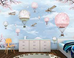 Check out our balloon wall mural selection for the very best in unique or custom, handmade pieces from our wall décor shops. Amazon Com Murwall Kids Wallpaper Cherry Blossom Wall Mural Soft Hot Air Balloon Wall Print Cartoon Landscape Wall Art Nursery Wall Decor Handmade